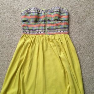 Xhilaration Yellow Strapless dress Size Large