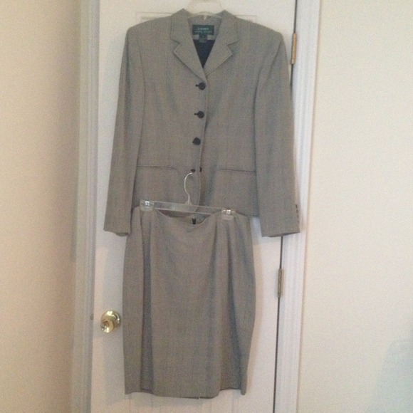 Ralph Lauren black/grey checkered skirt suit
