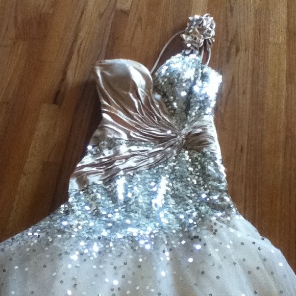 Gold prom dress by Tiffany OBO - Picture 2 of 4