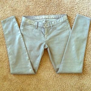 *BUNDLED* Silver metallic coated skinny jean. NWOT