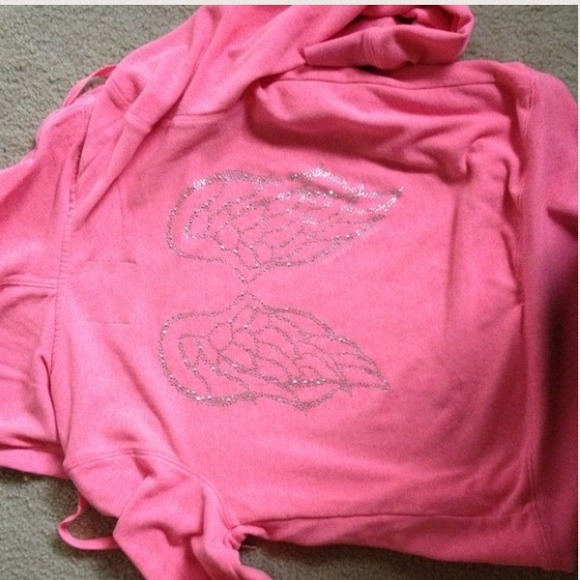 SOLD !!Pink VS zip up with studded wings on back