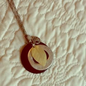 Lucky inspired leaf and peace charm necklace