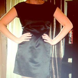 Black satin BCBG shift dress
