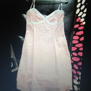 Pink and white eyelet thin strap dress