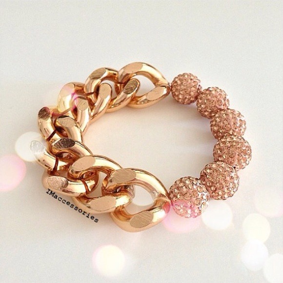 SOLD OUT Rose Gold Pave Beads Bracelet - Picture 2 of 3