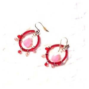 Red/pink dangle earrings!!!