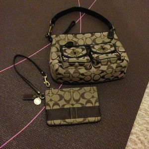 Coach pocketbook and matching wristlet.