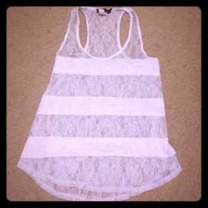 White lace striped tank size S