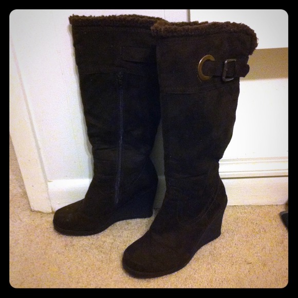High brown boots