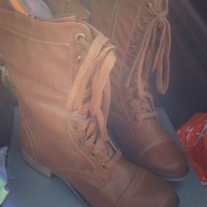 Tan combat boots