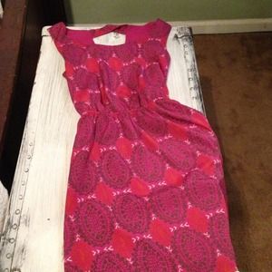 Purple and green print dress