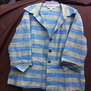 Austin Reed green and blue striped blazer