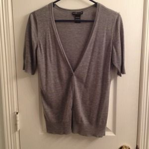 Gray short sleeve cardigan