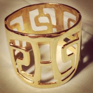 Gold spring cuff bangle bracelet