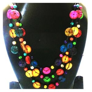 wooden beads multi colored necklace!
