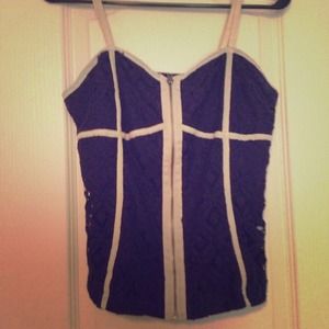 Navy/cream lace tank