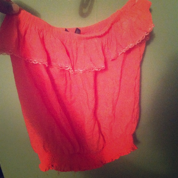 Peach sheer tube top