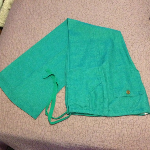 Only worn 1 time Turquoise Linen Pant