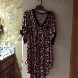Orange black and white circle dress stretch dress