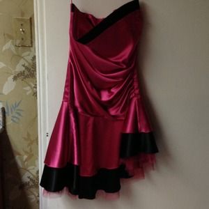Pink and black satin dress only worn once