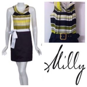 Milly dress! Navy bottom with green stripe top