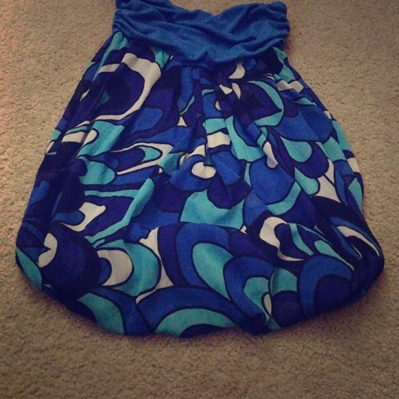Flashy Blue Strapless Dress