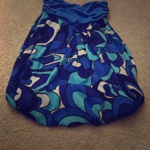 Flashy Blue Strapless Dress