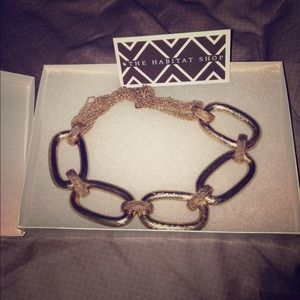 Gold habitat necklace with tags and box