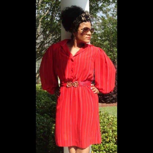 ❌❌SOLD❌❌Red Pen Striped Dress - Picture 2 of 2