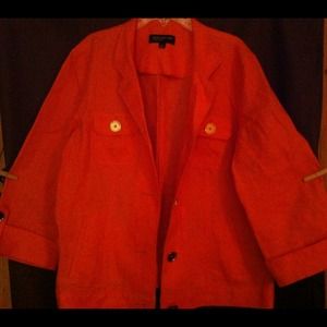 Tangerine blazer with gold buttons