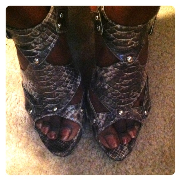 Snake inspired leather heels