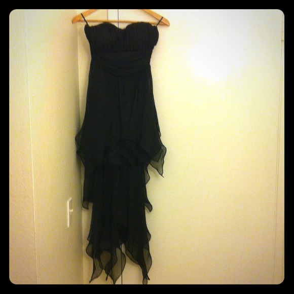 Black strapless hi-lo dress