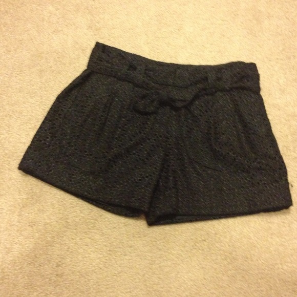 Black eyelet dressy shorts.