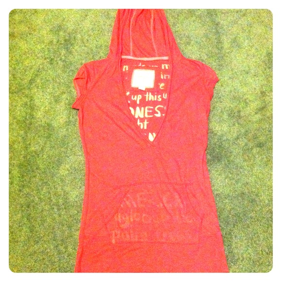 Unique American Eagle V-Neck Hooded Top - Picture 1 of 3