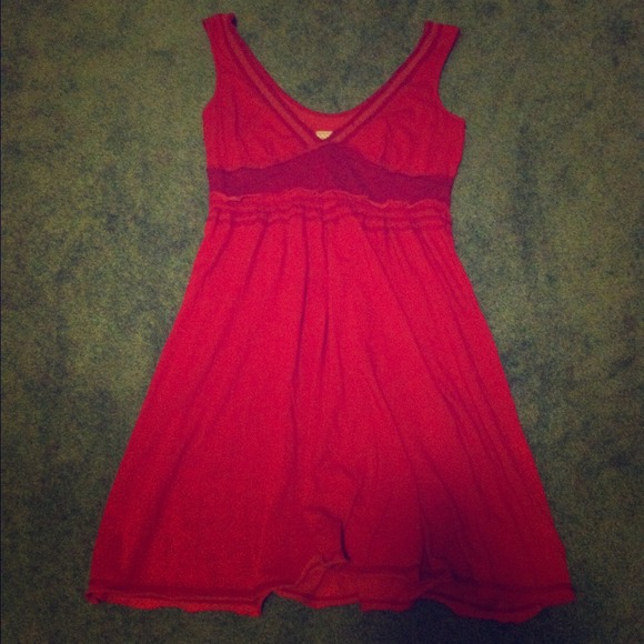 Red Free People Dress with Eyelet Detail