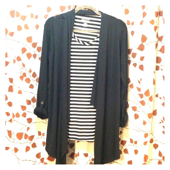 ----SOLD-----DKNY Striped Shirt/Cardigan Combo