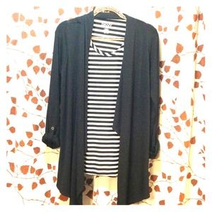 ----SOLD-----DKNY Striped Shirt/Cardigan Combo