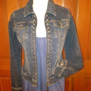 J-LO  jean jacket. Metal eyelet details.