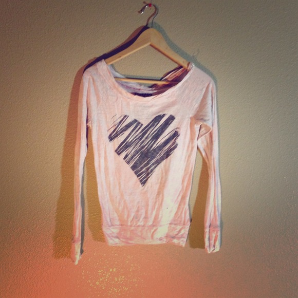 Threads 4 Thought Sweaters - Transparent Pink With Heart Long Sleeve!