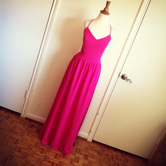 SOLD ON SALE Pink Dress Criss-Cross Low Back - Picture 2 of 4