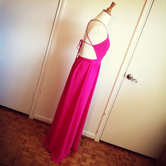 SOLD ON SALE Pink Dress Criss-Cross Low Back - Picture 4 of 4