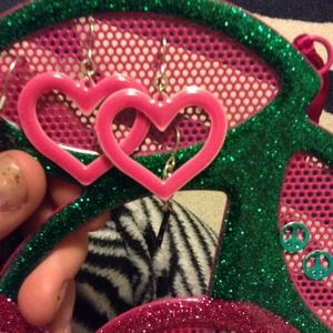 Pink heart earrings