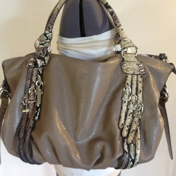RESERVED NEW Taupe Pebble Bag with Snakeskin