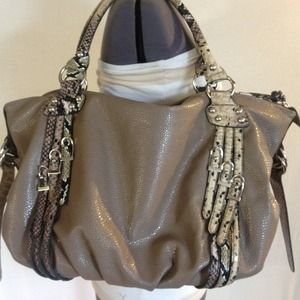 RESERVED NEW Taupe Pebble Bag with Snakeskin