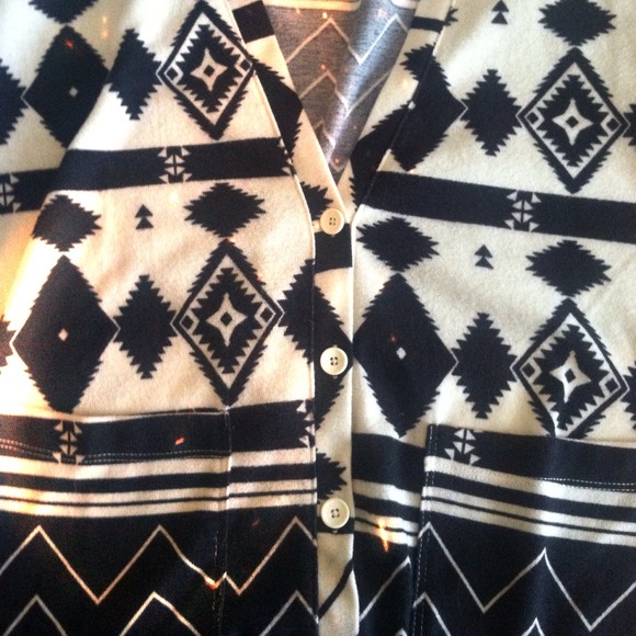 Black and White Tribal Cardigan Sweater