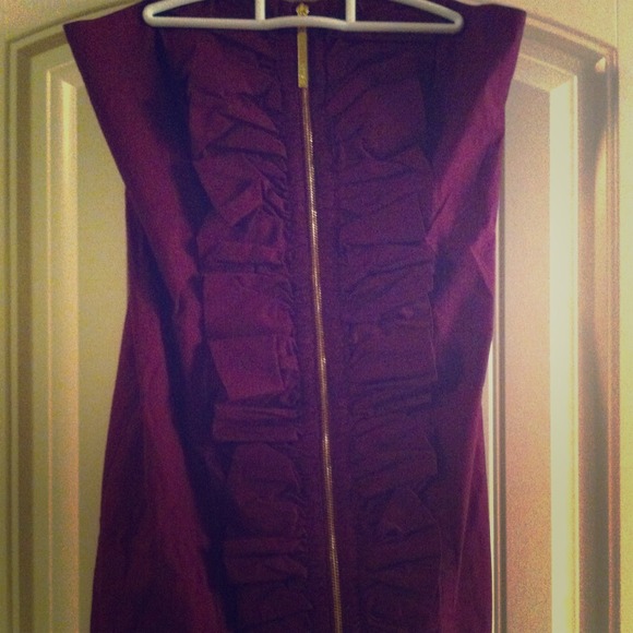 Purple zipper front cocktail dress!