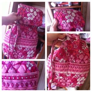 Vera Bradley hot pink floral backpack and wallet