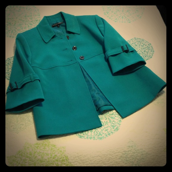 Teal swing style lined 3/4 sleeve jacket