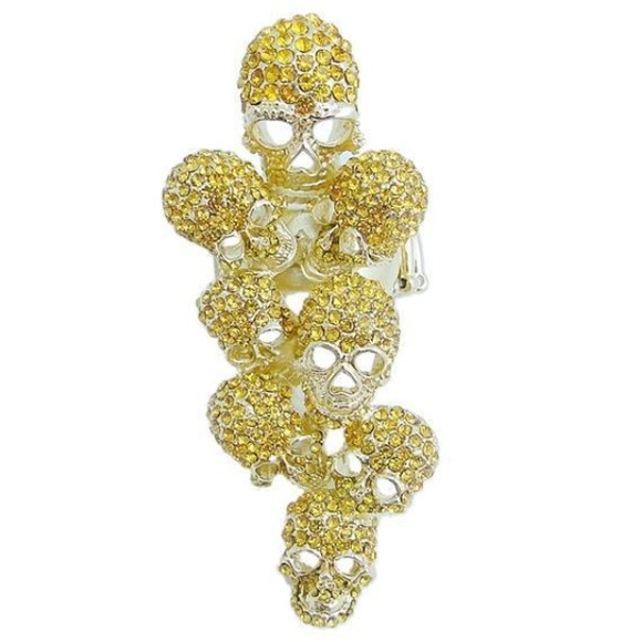 Skulls Yellow Stretch Free Ring - Picture 2 of 3