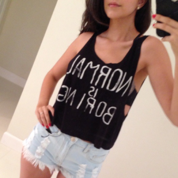 Normal is Boring Cage Cut Out Back Small Black Top